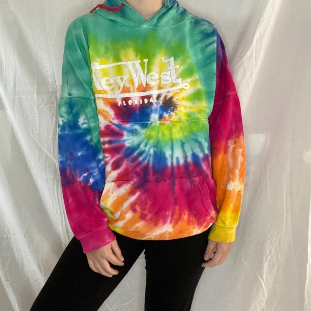 Key West Florida Rainbow Tye Dye Hoodie
